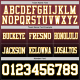 Custom Burgundy White Black-Gold Mesh Authentic Fade Fashion Football Jersey