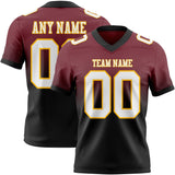 Custom Burgundy White Black-Gold Mesh Authentic Fade Fashion Football Jersey