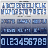 Custom White Light Blue-Navy Mesh Authentic Fade Fashion Football Jersey