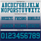 Custom White Teal-Navy Mesh Authentic Fade Fashion Football Jersey