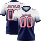 Custom White Medium Pink-Navy Mesh Authentic Fade Fashion Football Jersey