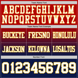 Custom Red White Navy-Gold Mesh Authentic Fade Fashion Football Jersey