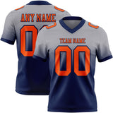 Custom Gray Orange-Navy Mesh Authentic Fade Fashion Football Jersey