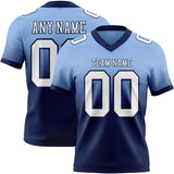 Custom Light Blue White-Navy Mesh Authentic Fade Fashion Football Jersey