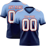 Custom Light Blue White Navy-Red Mesh Authentic Fade Fashion Football Jersey