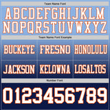 Custom Light Blue White Navy-Orange Mesh Authentic Fade Fashion Football Jersey