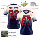 Custom Cream Red-Navy Mesh Authentic Fade Fashion Football Jersey