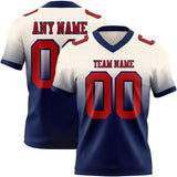 Custom Cream Red-Navy Mesh Authentic Fade Fashion Football Jersey