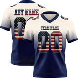 Custom Cream Vintage USA Flag-Navy Mesh Authentic Fade Fashion Football Jersey