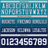 Custom Teal White-Navy Mesh Authentic Fade Fashion Football Jersey