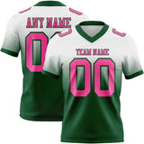 Custom White Pink-Green Mesh Authentic Fade Fashion Football Jersey
