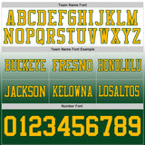Custom White Gold-Green Mesh Authentic Fade Fashion Football Jersey