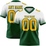 Custom White Gold-Green Mesh Authentic Fade Fashion Football Jersey