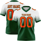 Custom White Orange-Green Mesh Authentic Fade Fashion Football Jersey