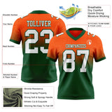 Custom Orange White-Green Mesh Authentic Fade Fashion Football Jersey