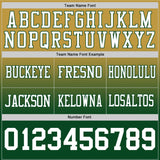 Custom Old Gold White-Green Mesh Authentic Fade Fashion Football Jersey