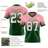 Custom Medium Pink White-Green Mesh Authentic Fade Fashion Football Jersey