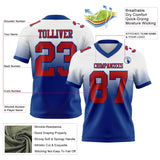 Custom White Red-Royal Mesh Authentic Fade Fashion Football Jersey