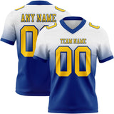 Custom White Yellow-Royal Mesh Authentic Fade Fashion Football Jersey