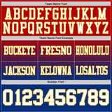 Custom Red White Royal-Gold Mesh Authentic Fade Fashion Football Jersey