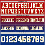 Custom Red White Royal-Old Gold Mesh Authentic Fade Fashion Football Jersey
