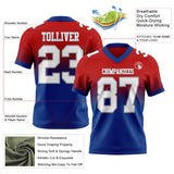 Custom Red White Royal-Gray Mesh Authentic Fade Fashion Football Jersey