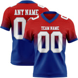 Custom Red White Royal-Gray Mesh Authentic Fade Fashion Football Jersey