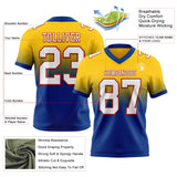 Custom Yellow White Royal-Red Mesh Authentic Fade Fashion Football Jersey
