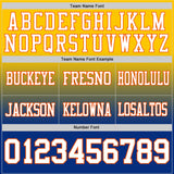 Custom Yellow White Royal-Orange Mesh Authentic Fade Fashion Football Jersey