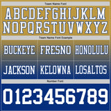 Custom Old Gold White-Royal Mesh Authentic Fade Fashion Football Jersey