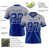 Custom Gray Royal-White Mesh Authentic Fade Fashion Football Jersey