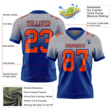 Custom Gray Orange-Royal Mesh Authentic Fade Fashion Football Jersey