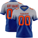 Custom Gray Orange-Royal Mesh Authentic Fade Fashion Football Jersey