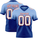 Custom Light Blue White Royal-Red Mesh Authentic Fade Fashion Football Jersey
