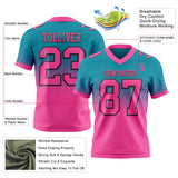 Custom Teal Pink-Black Mesh Authentic Fade Fashion Football Jersey