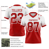 Custom White Red Mesh Authentic Fade Fashion Football Jersey