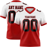 Custom White Black-Red Mesh Authentic Fade Fashion Football Jersey