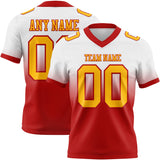 Custom White Gold-Red Mesh Authentic Fade Fashion Football Jersey
