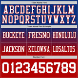 Custom Royal White-Red Mesh Authentic Fade Fashion Football Jersey