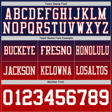 Custom Navy White-Red Mesh Authentic Fade Fashion Football Jersey