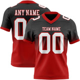 Custom Black White-Red Mesh Authentic Fade Fashion Football Jersey
