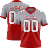 Custom Gray White-Red Mesh Authentic Fade Fashion Football Jersey