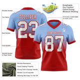 Custom Light Blue White-Red Mesh Authentic Fade Fashion Football Jersey