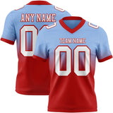 Custom Light Blue White-Red Mesh Authentic Fade Fashion Football Jersey