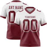 Custom White Burgundy Mesh Authentic Fade Fashion Football Jersey