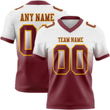 Custom White Burgundy-Gold Mesh Authentic Fade Fashion Football Jersey