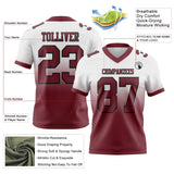 Custom White Burgundy-Black Mesh Authentic Fade Fashion Football Jersey