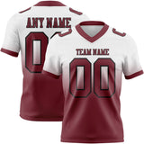 Custom White Burgundy-Black Mesh Authentic Fade Fashion Football Jersey