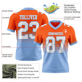 Custom Orange White-Light Blue Mesh Authentic Fade Fashion Football Jersey