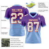 Custom Purple White Light Blue-Orange Mesh Authentic Fade Fashion Football Jersey